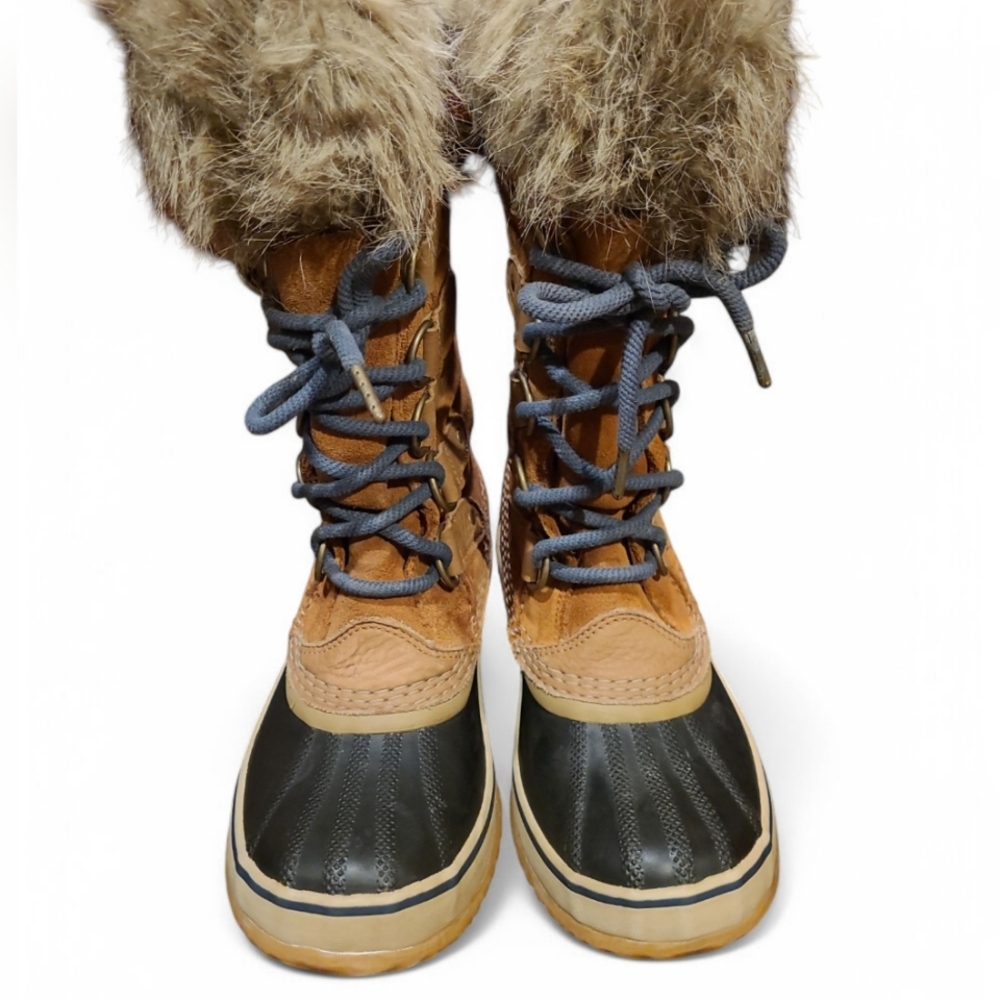 Women's Sorel Joan Of Arc Suede & Leather Winter Boots With Fur Trim 6.5 - Picture 4 of 16